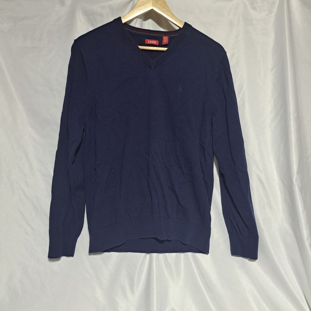 Izod Mens Medium Blue Pullover V Neck Sweater Classic‎